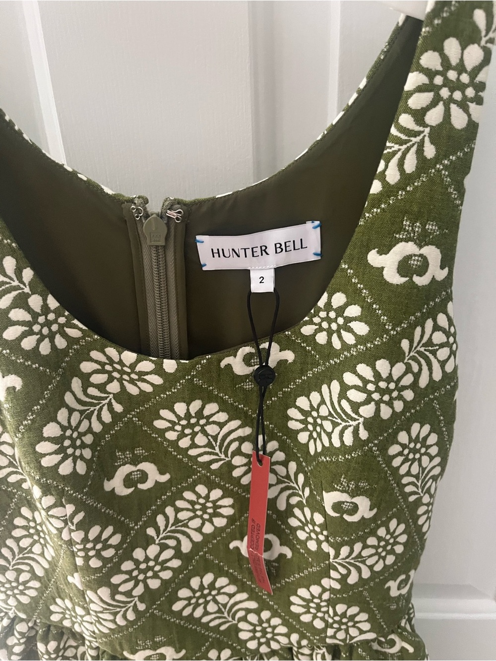 BNWT Hunter Bell Maddy Dress in Jaquard Olive size 2 $140 - Picture 4 of 5